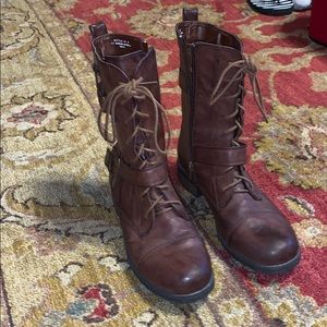 Brown combat boots